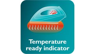 Lampu indikator suhu memberi tanda bahwa setrika sudah cukup panas