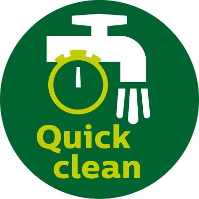 Alle aftagelige dele tåler Quickclean og kan komme i opvaskemaskinen