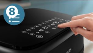 Touchscreen with 8 presets for easy cooking