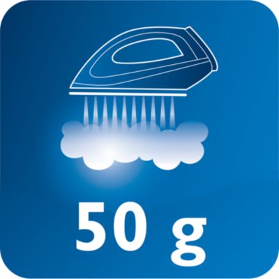 Steam output of up to 50 g/min for better crease removal