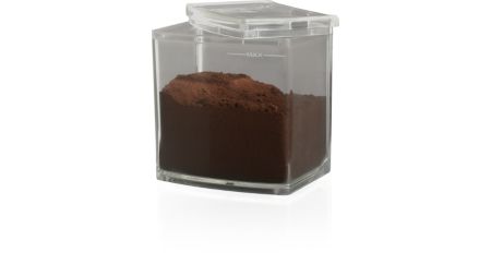 Ground coffee container with anti-static feature