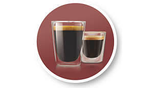 Vous avez le choix entre 2 recettes : un café court et serré ou long et doux