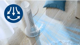 L'oscillation &agrave; 60&deg; permet d'atteindre toutes les zones souhait&eacute;es