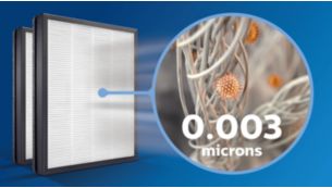 Removes 99.9% of 0.003um particles in the air