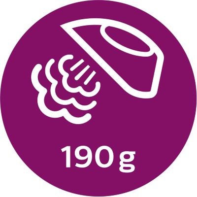 Et dampskud på op til 190 g fjerner hurtigt genstridige folder