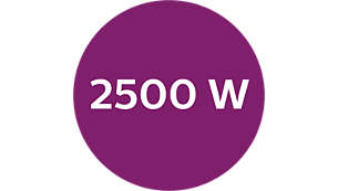 Moc 2500 W zapewnia szybkie nagrzewanie się i skuteczną pracę