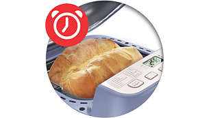Timer programable de hasta 13 hs para disfrutar del pan recién horneado todas las mañanas
