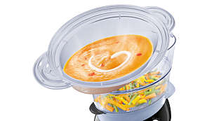 Taça de vaporização XL para sopa, guisados, arroz, etc.