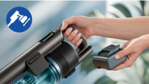 Batterie rempla&ccedil;able avec jusqu'&agrave; 80&nbsp;min d'autonomie en &Eacute;co et 30&nbsp;min en Turbo&nbsp;(5)