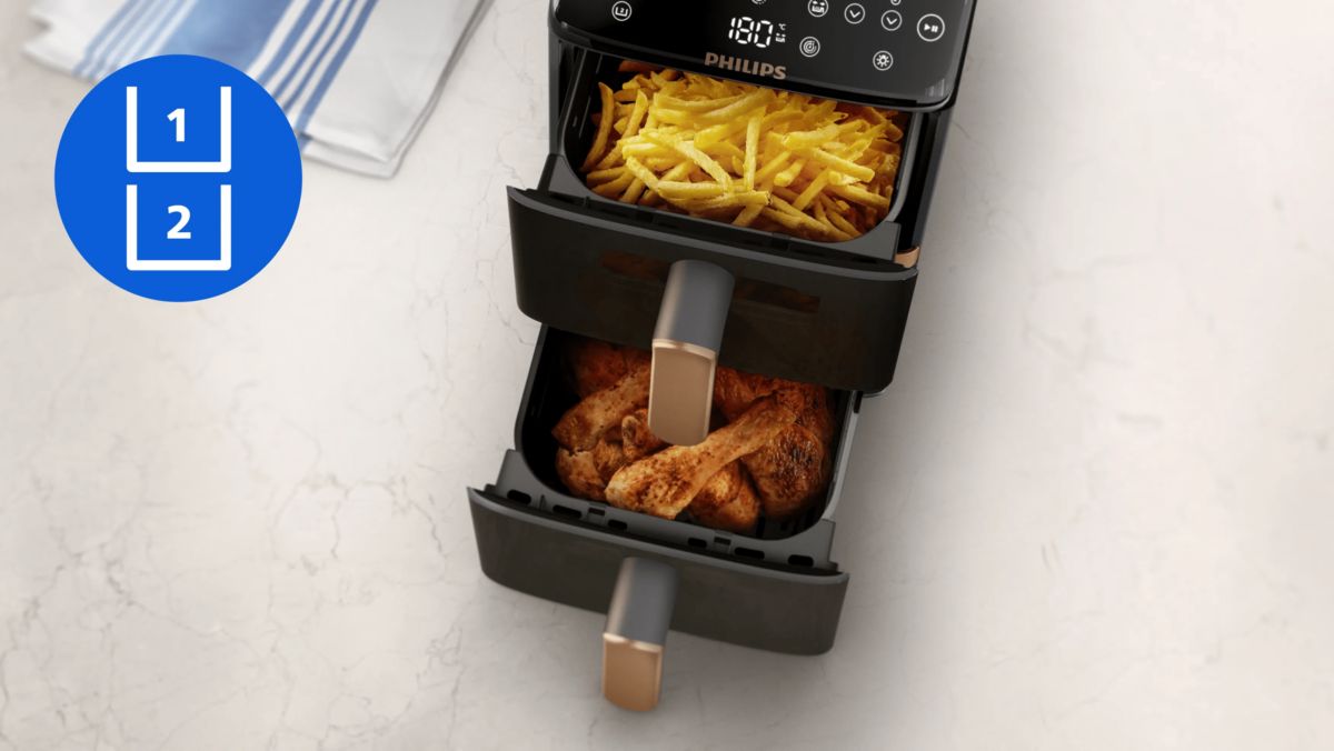 2 stacked baskets, doubled capacity