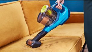 Mini turbo brush for fast clean of soft surfaces