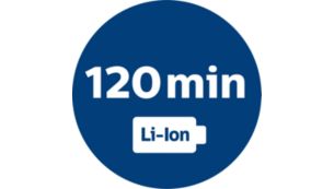 強勁鋰電池，操作時間達 120 分鐘