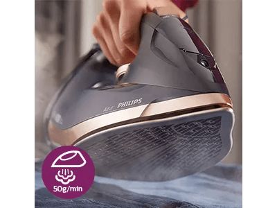 Tvaika padeve līdz 55 g/min ātrākai burzījumu likvidēšanai