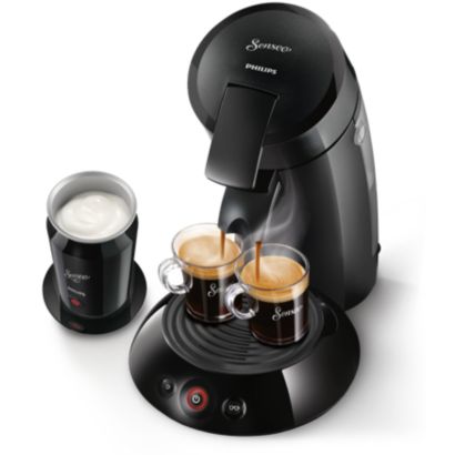 Kaffe af SENSEO®-kvalitet beriget med opskummet mælk