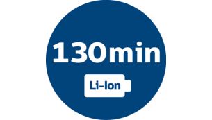 Krachtige lithium-ionbatterij voor een gebruikstijd van 130 min.