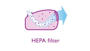 HEPA-filter voor uitstekende filtering van de uitblaaslucht
