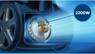 Мотор на 2200&nbsp;Вт обеспечивает мощность всасывания 500&nbsp;Вт