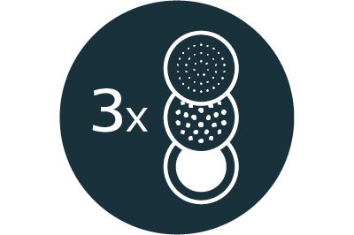 Three brushes to clean different material