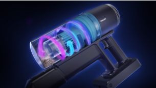 PowerCyclone 8 élimine la poussière et optimise l'usage de la batterie.