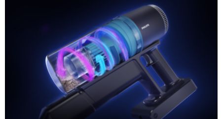 PowerCyclone 8 removes dust with optimal battery usage.