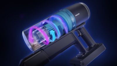 PowerCyclone 8 eemaldab tolmu optimaalselt akut kasutades.