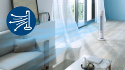 Μεγάλη κάλυψη ροής αέρα για αίσθηση δροσιάς και άνεσης