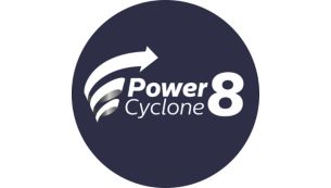 PowerCyclone 8 tehnoloģija atdala putekļus no gaisa