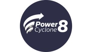 PowerCyclone 8-teknologi skiller ut støv fra luften