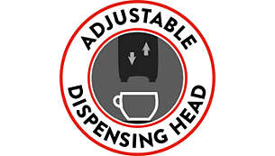 Adjustable dispensing head to fit every cup