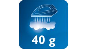 D&eacute;bit vapeur jusqu'&agrave; 40&nbsp;g/min pour une meilleure &eacute;limination des faux plis
