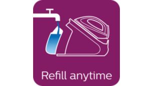 Tap water-friendly, refill any time during ironing