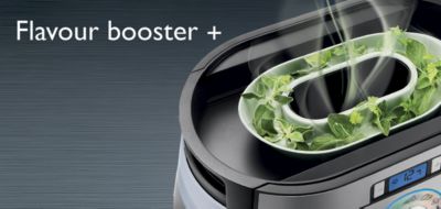 Komora Flavour Booster+ okorení jedlo tekutinami, bylinami alebo koreninami