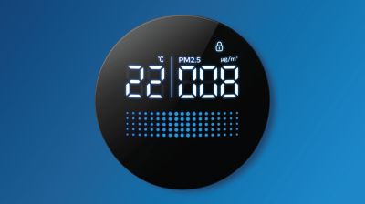 Oro kokybės jutiklis, temperatūra ir filtro būsena