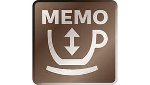 Funkce Memo: umožňuje nastavit a uložit všechny preferované recepty