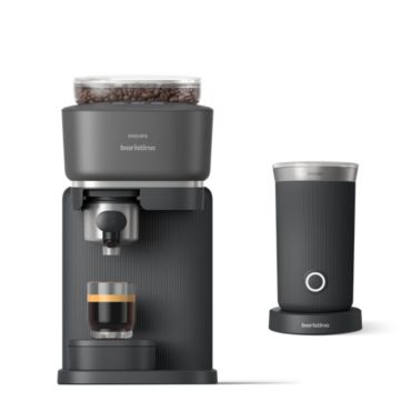 Baristina Latte macchina espresso - Macchina da caffè con montalatte 120ml, Nera