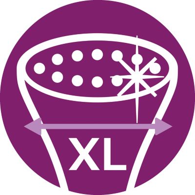 Maior cobertura de uma só vez com uma chapa de vapor 25% maior*