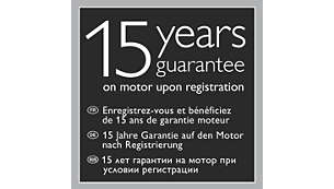 5 jaar productgarantie en 15 jaar garantie op de motor