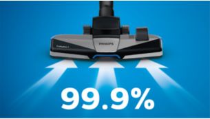 99,9 % av støvoppsamling* gir et flott rengjøringsresultat