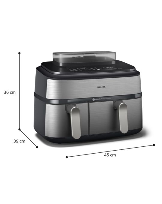 Airfryer, air fryer, dual basket, steam, RapidAir Plus, 5000 Series, NA555, NA555_00, NA555/00, NA555_09, NA555/09, stainless steel​