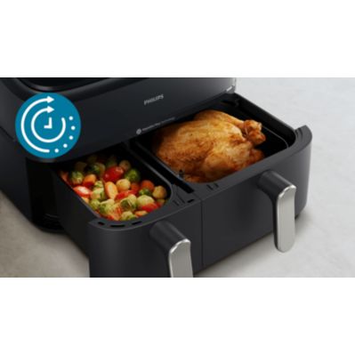 Airfryer, air fryer, dual basket, steam, RapidAir Plus, 5000 Series, NA551, NA551_00, NA551/00, NA551_00, black + silver​