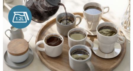 1.2 L jug for up to 10 cups of coffee