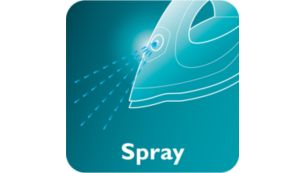 A fine spray evenly moistens the fabric