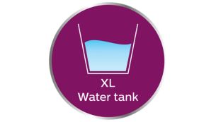 Großer Wasserbehälter für langes Dampfbügeln