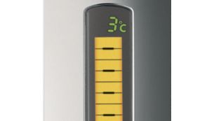 LCD-Anzeige mit Temperatur-, F&uuml;llstands- und Frischeanzeige