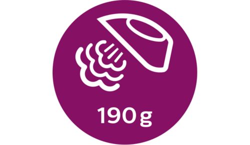 Stoomstoot tot 190 g verwijdert moeiteloos de meest hardnekkige kreuken