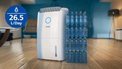 Eemaldab päevas kuni 26,5 l (1) või 48 pudelit vett (2)