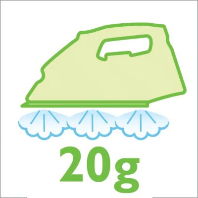 Continuous steam up to 20 g/min for better crease removal