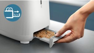 Maak de broodrooster eenvoudig schoon dankzij de uitneembare kruimellade