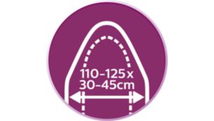 Universeel geschikt voor standaard strijkplanken van 110-125 cm x 30-45 cm