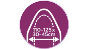 Passer på alle standardstrygebrætter med følgende mål: 110-125 x 30-45 cm